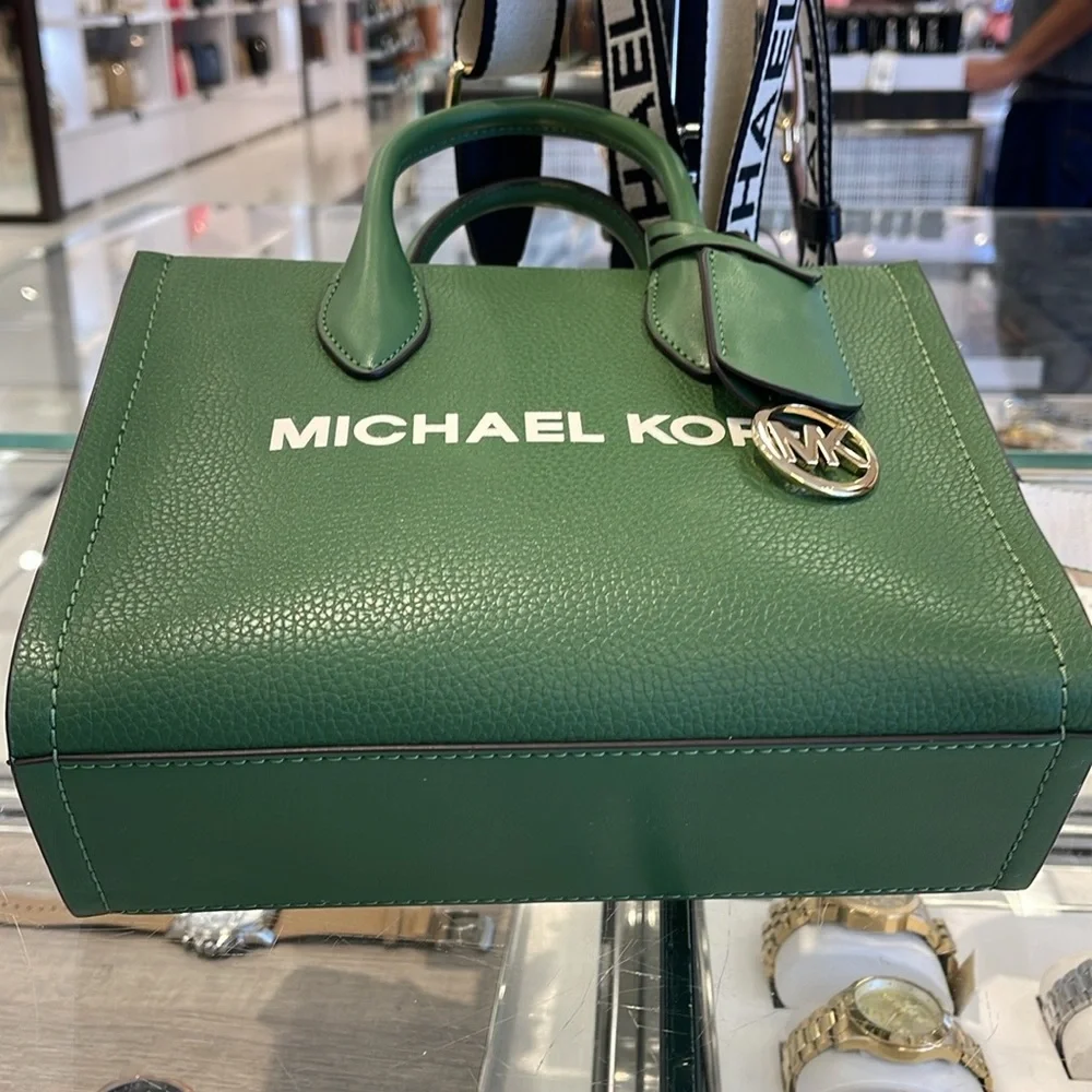 MICHAEL KORS  Mirella Small Pebbled Leather Crossbody Bag Fern Green NWT